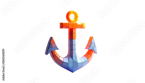 Stylized, brightly colored anchor icon isolated on a black background