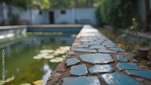 Lily pond with blue tile border
