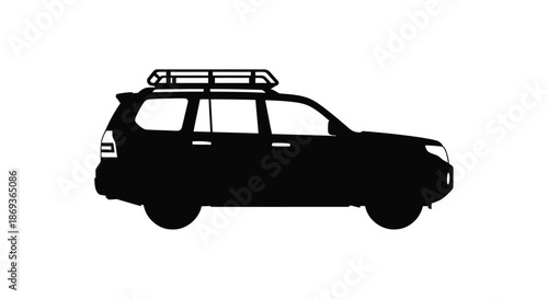 Black suv with roof rack side view minimalist design silhouette