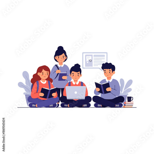 Online coding learning illustration in cute flat vector style for programming education, digital skills training, and e learning platforms