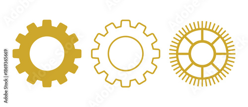 Gear setting vector icon set. Isolated gears mechanism and cog wheel on transparent background.