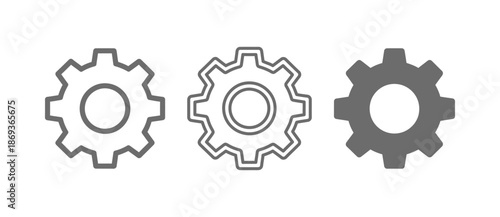 Gear setting vector icon set. Isolated gears mechanism and cog wheel on transparent background.