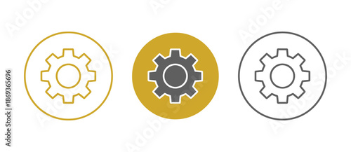 Gear setting vector icon set. Isolated gears mechanism and cog wheel on transparent background.