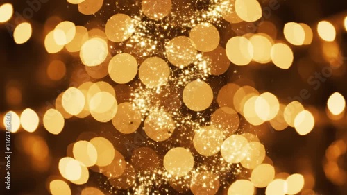 Lighting Sparkles Creating Warm Golden Bokeh Atmosphere