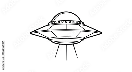 Simple black and white illustration of a classic flying saucer silhouette