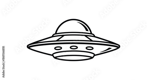 Classic flying saucer design simple black and white illustration a striking silhouette