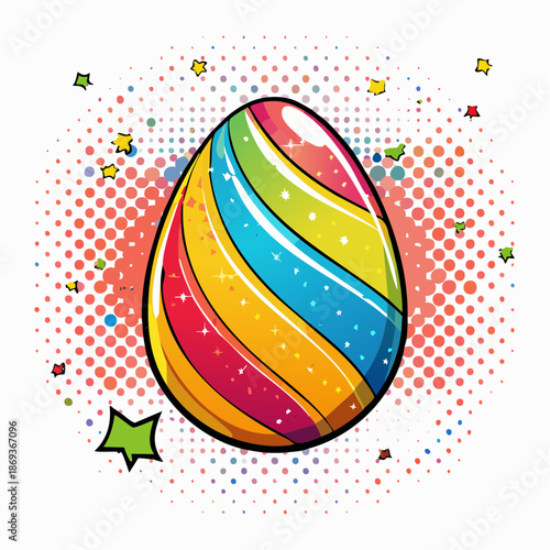 buntes Osterei - Cartoon Comic Stil