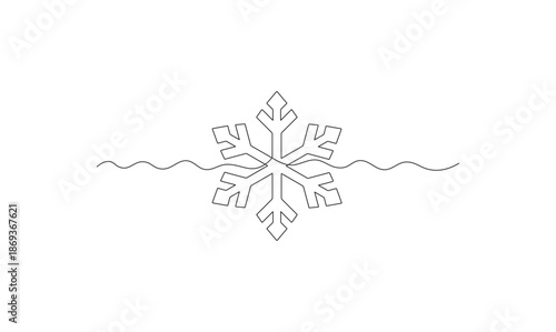 Snowflake continuous line art winter symbol illustration