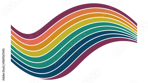 Vibrant Rainbow Wave Logo, Minimalist Abstract Design, Colorful Vector Graphic