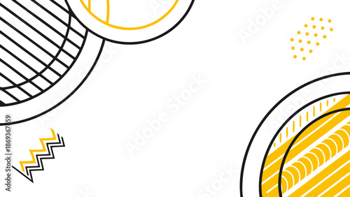 Minimalist flat vector background with geometric shapes and yellow accents