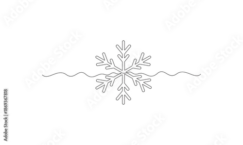 Snowflake one continuous line drawing minimalist winter icon