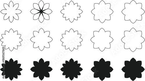 Collection of 12 flower shaped silhouette designs