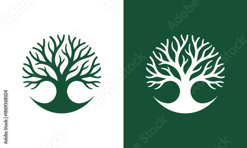 Abstract tree logo design concept vector template illustration with Line style symbol graphic icon