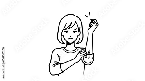 Vector illustration of a girl with long hair holding a sword