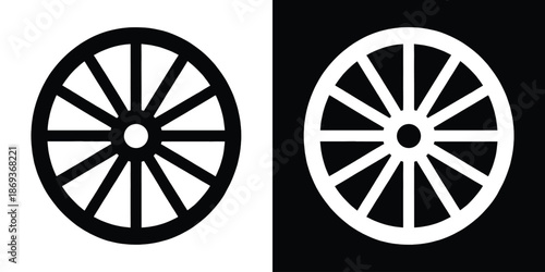 Wagon wheel silhouette vector, wagon wheel icon