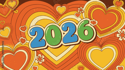 Vibrant Hearts and Love Theme for 2026 New Year Celebration.