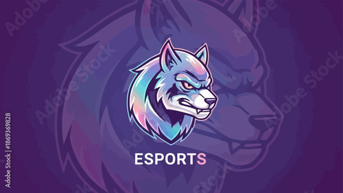 Esports Wolf Mascot Logo Fierce gradient vector illustration for gaming.eps