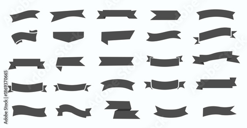 Ribbon decoration icons set.  banner frame vintage illustration vector