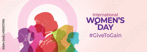 International Women's Day concept background. #GiveToGain Women Equality Day Concept.