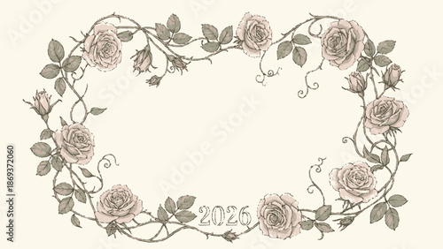 Elegant Floral Wreath with Roses and Vines for 2025.