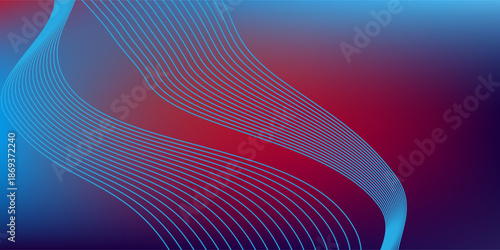 Blue purple red gradient mesh abstract background with wavy blended lines business element purple