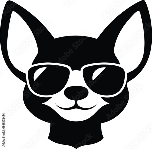 Stylized beagle wearing sunglasses vector, Cool Dog Wearing Aviator Sunglasses silhouette vector illustration
