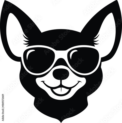 Stylized beagle wearing sunglasses vector, Cool Dog Wearing Aviator Sunglasses silhouette vector illustration
