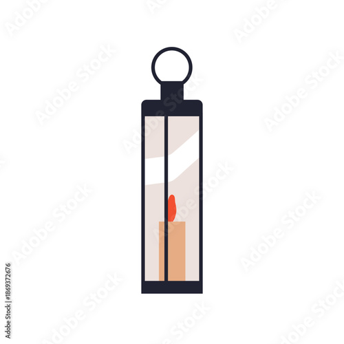 Tall decorative lantern with candle. Cozy light decoration in glass. High flo...
