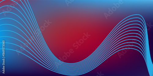 Blue purple red gradient mesh abstract background with wavy blended lines business