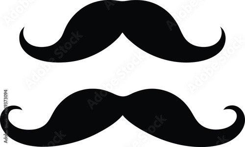 Minimalist black mustache icon vector set, Set of mustache silhouette vector illustration