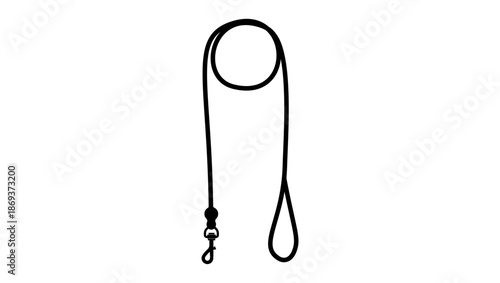Leather and cashmere dog leash ,black isolated silhouette
