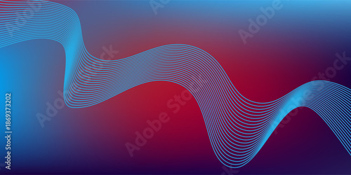 Blue purple red gradient mesh abstract background with wavy blended lines nice for wallpaper or banner modern