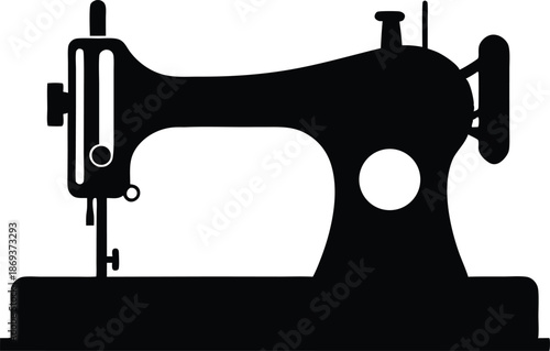 Retro sewing machine silhouette vector, Vintage sewing machine icon, Sewing machine old retro vintage icon stock vector illustration design