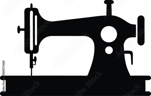Retro sewing machine silhouette vector, Vintage sewing machine icon, Sewing machine old retro vintage icon stock vector illustration design
