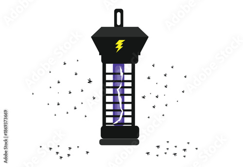 An outdoor bug zapper concept. Editable Clip art.