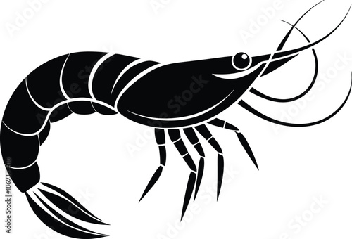 Black shrimp fish Vector shrimp fish silhouette vector on white background
