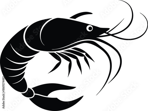 Black shrimp fish Vector shrimp fish silhouette vector on white background