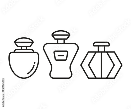 perfume bottle icons set line illustration vector