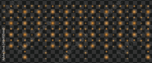 Blurry abstract pattern with orange and yellow lights on black background