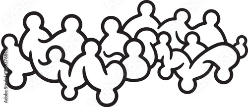 Connected People Silhouette Illustration in Black and White
