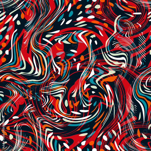 Red Blue Fluid Swirl Abstract Pattern