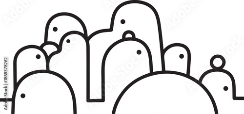 Simple cartoon birds in a flock together illustration