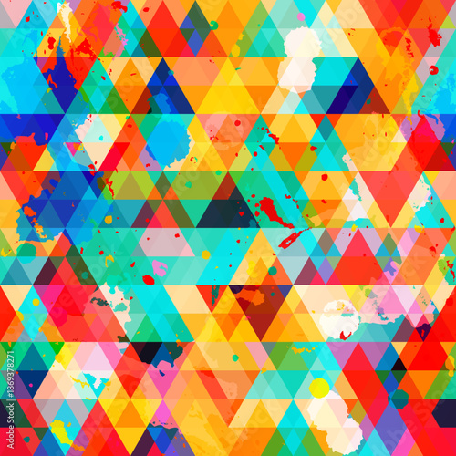 Rainbow Triangle Mosaic Splash Seamless pattern