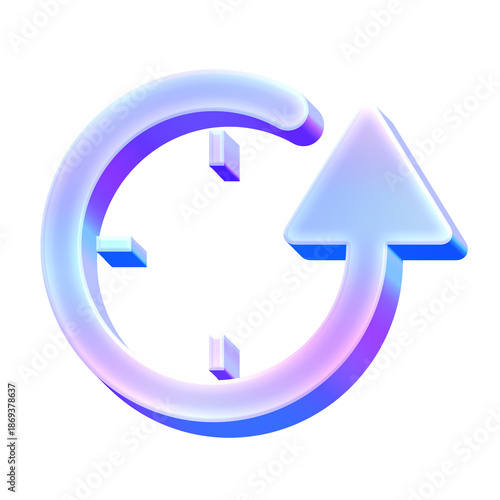 3D Glossy Holographic Time History Icon - Y2K Gradient Clock Update
