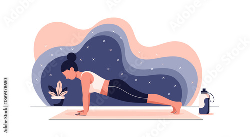 Woman Doing Plank Exercise Yoga Pose.