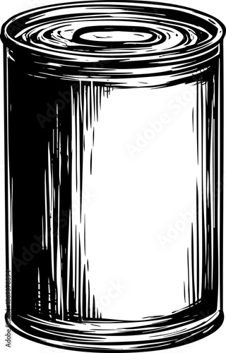 Simple illustration of a cylindrical tin can with no labels.