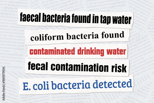 Contaminated drinking water news. Faecal bacteria in tap water. News headlines from print newspapers.
