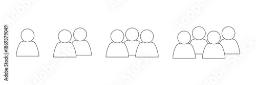 People icon set. Person silhouette and team silhouettes for online avatars, user profiles, login design elements. Vector silhouette isolated element set.