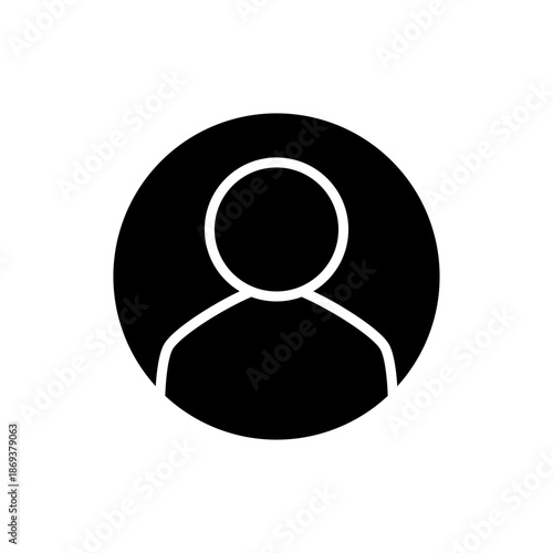 Round user profile button. Circle shape simple minimal vector design. Flat design person silhouette symbol.