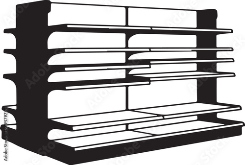 Empty black grocery store shelf illustration